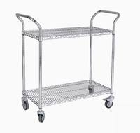 ESD double 3-shelf push trolley